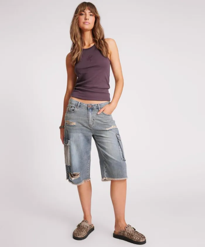 Women One Teaspoon Tees and Tanks PLUM ONE TEASPOON FINE RIB SINGLET