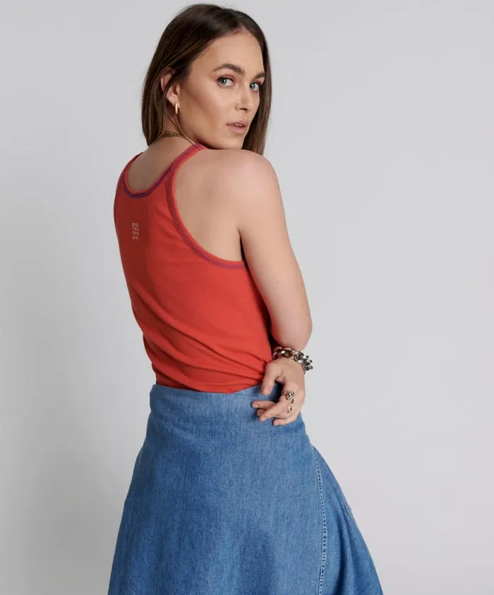 Women One Teaspoon Tees and Tanks RED ONE TEASPOON LOGO SINGLET Women One Teaspoon Tees and Tanks RED ONE TEASPOON LOGO SINGLET