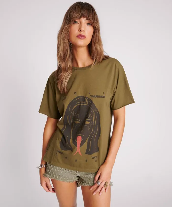 Women One Teaspoon Tees and Tanks ROLL LIKE THUNDER BOYFRIEND TEE