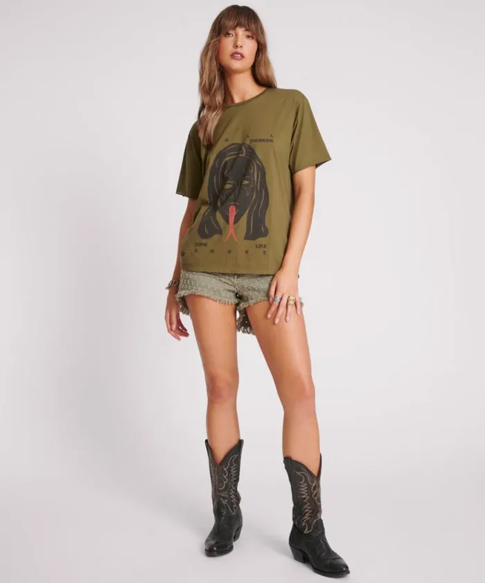 Women One Teaspoon Tees and Tanks ROLL LIKE THUNDER BOYFRIEND TEE