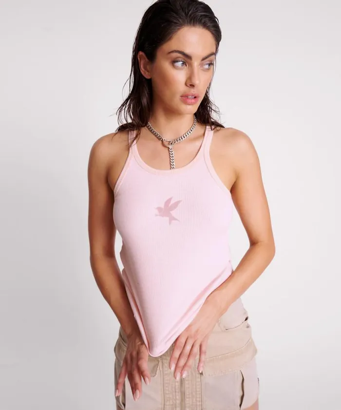 Women One Teaspoon Tees and Tanks ROSE QUARTZ ONE TEASPOON RIB SINGLET