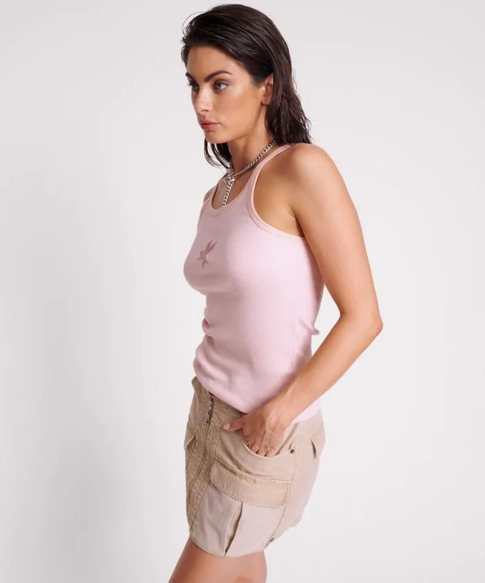Women One Teaspoon Tees and Tanks ROSE QUARTZ ONE TEASPOON RIB SINGLET Women One Teaspoon Tees and Tanks ROSE QUARTZ ONE TEASPOON RIB SINGLET
