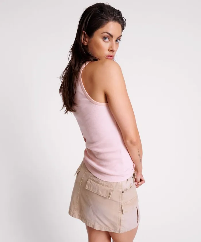 Women One Teaspoon Tees and Tanks ROSE QUARTZ ONE TEASPOON RIB SINGLET Women One Teaspoon Tees and Tanks ROSE QUARTZ ONE TEASPOON RIB SINGLET