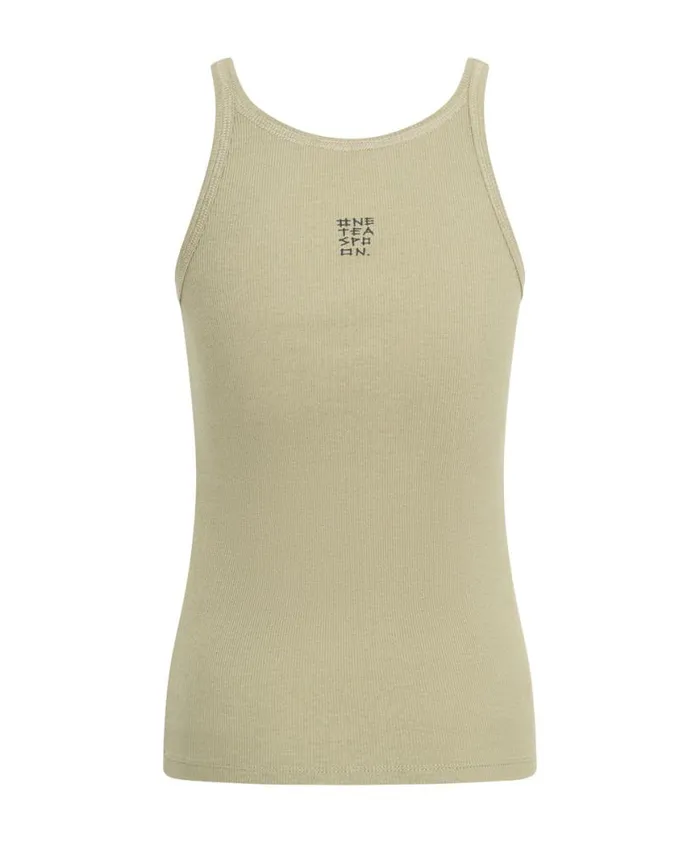 Women One Teaspoon Tees and Tanks SAGE GREEN BAMBOO LOGO SINGLET Women One Teaspoon Tees and Tanks SAGE GREEN BAMBOO LOGO SINGLET
