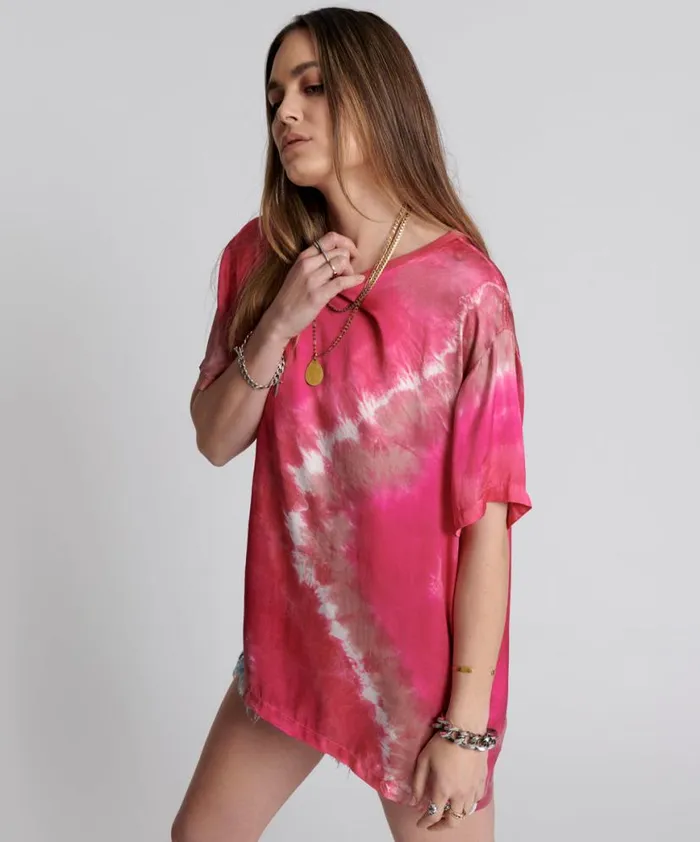 Women One Teaspoon Tees and Tanks SATIN SOLAR FLARE TEE Women One Teaspoon Tees and Tanks SATIN SOLAR FLARE TEE