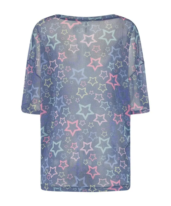 Women One Teaspoon Tees and Tanks SENSORY STAR OVERSIZED MESH TEE Women One Teaspoon Tees and Tanks SENSORY STAR OVERSIZED MESH TEE