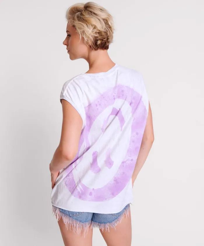 Women One Teaspoon Tees and Tanks SMILEY VIOLET HAND STAINED TANK Women One Teaspoon Tees and Tanks SMILEY VIOLET HAND STAINED TANK