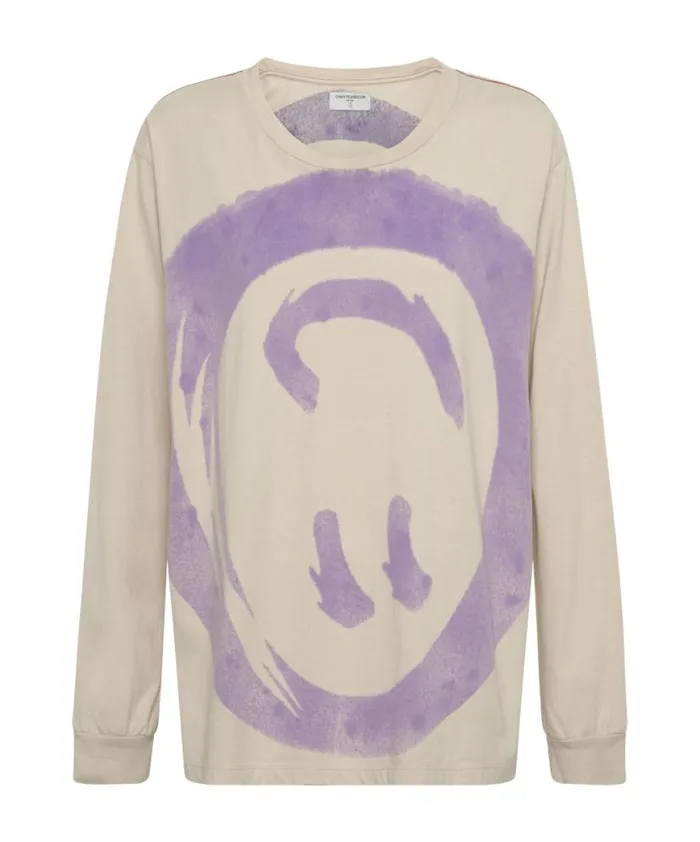 Women One Teaspoon Tees and Tanks SMILEY VIOLET LONG SLEEVE TEE Women One Teaspoon Tees and Tanks SMILEY VIOLET LONG SLEEVE TEE