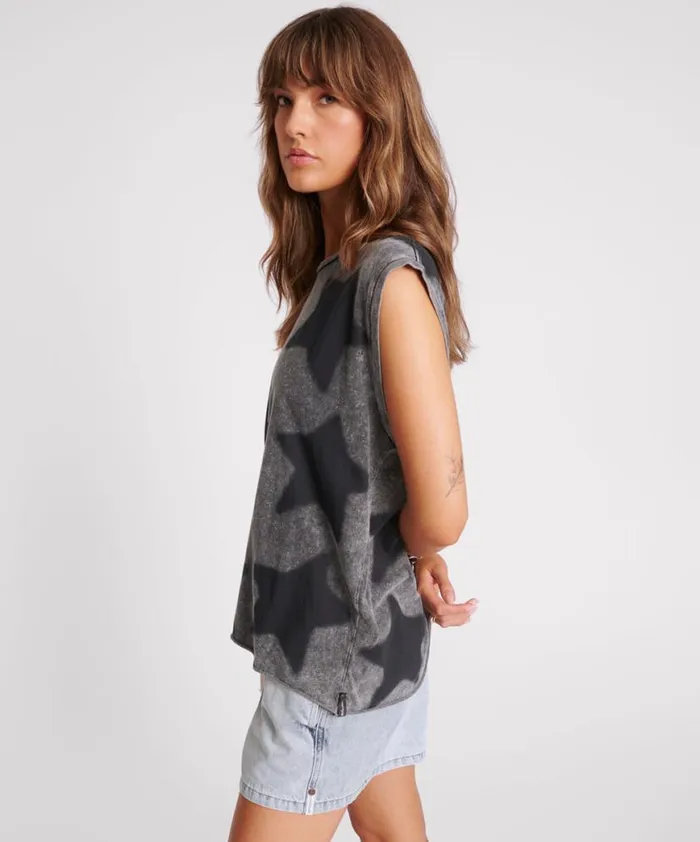 Women One Teaspoon Tees and Tanks STAR DUST OVERSIZED TANK Women One Teaspoon Tees and Tanks STAR DUST OVERSIZED TANK