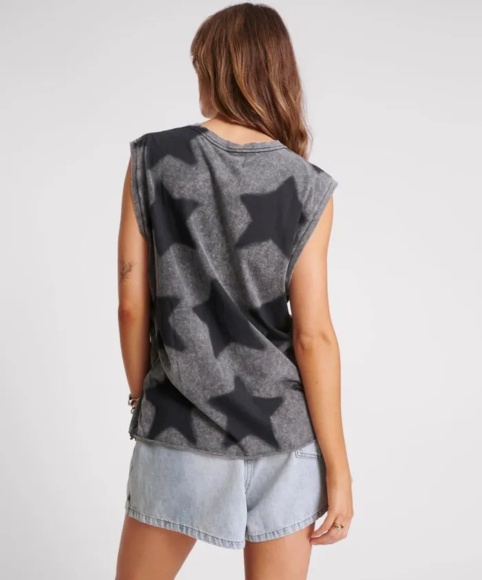 Women One Teaspoon Tees and Tanks STAR DUST OVERSIZED TANK Women One Teaspoon Tees and Tanks STAR DUST OVERSIZED TANK