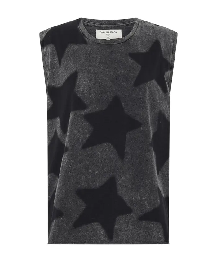 Women One Teaspoon Tees and Tanks STAR DUST OVERSIZED TANK Women One Teaspoon Tees and Tanks STAR DUST OVERSIZED TANK