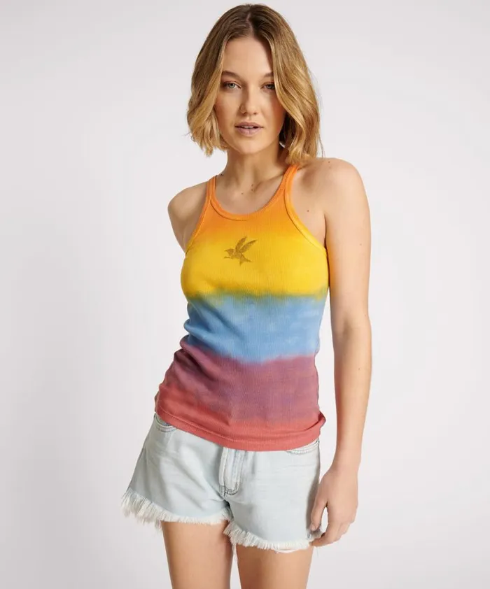 Women One Teaspoon Tees and Tanks SUNSET STRIPE RIB SINGLET