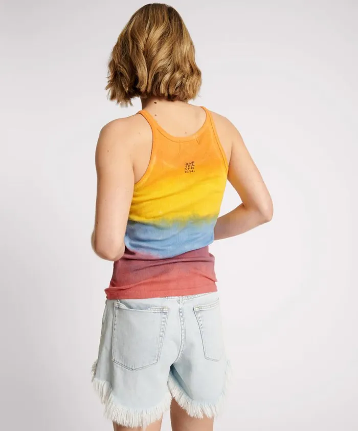 Women One Teaspoon Tees and Tanks SUNSET STRIPE RIB SINGLET Women One Teaspoon Tees and Tanks SUNSET STRIPE RIB SINGLET