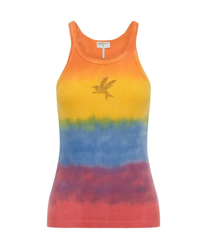 Women One Teaspoon Tees and Tanks SUNSET STRIPE RIB SINGLET Women One Teaspoon Tees and Tanks SUNSET STRIPE RIB SINGLET