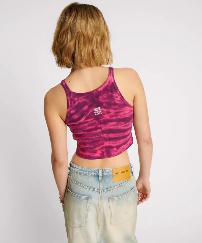 Women One Teaspoon Tees and Tanks TIE DYE HEART CROPPED RIB TANK Women One Teaspoon Tees and Tanks TIE DYE HEART CROPPED RIB TANK