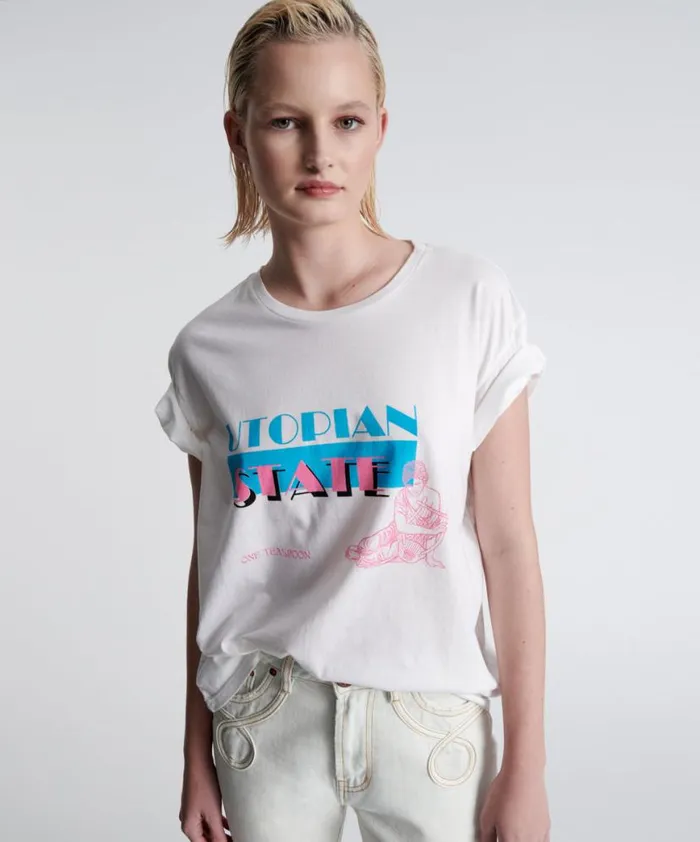 Women One Teaspoon Tees and Tanks UTOPIAN MIAMI STATE ORGANIC UNISEX TEE