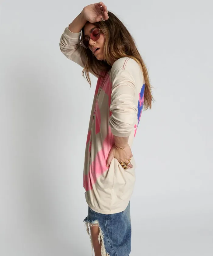 Women One Teaspoon Tees and Tanks WAS IT ALL AN ILLUSION HANDSPRAYED LONG SLEEVE TEE Women One Teaspoon Tees and Tanks WAS IT ALL AN ILLUSION HANDSPRAYED LONG SLEEVE TEE