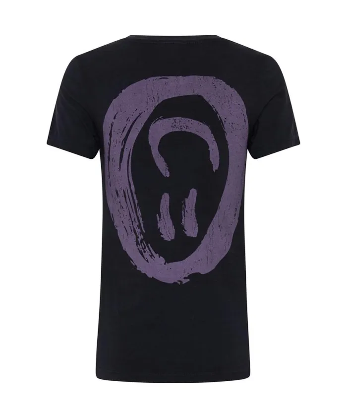 Women One Teaspoon Tees and Tanks WASHED BLACK SMILEY LOGO FITTED TEE Women One Teaspoon Tees and Tanks WASHED BLACK SMILEY LOGO FITTED TEE
