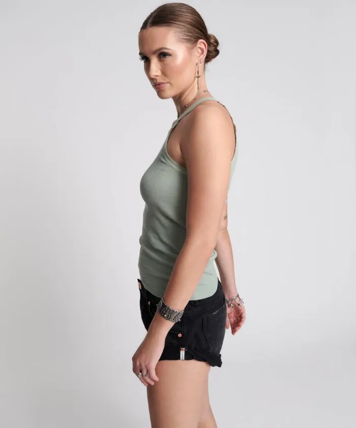 Women One Teaspoon Tees and Tanks WASHED KHAKI BOWER BIRD SINGLET Women One Teaspoon Tees and Tanks WASHED KHAKI BOWER BIRD SINGLET
