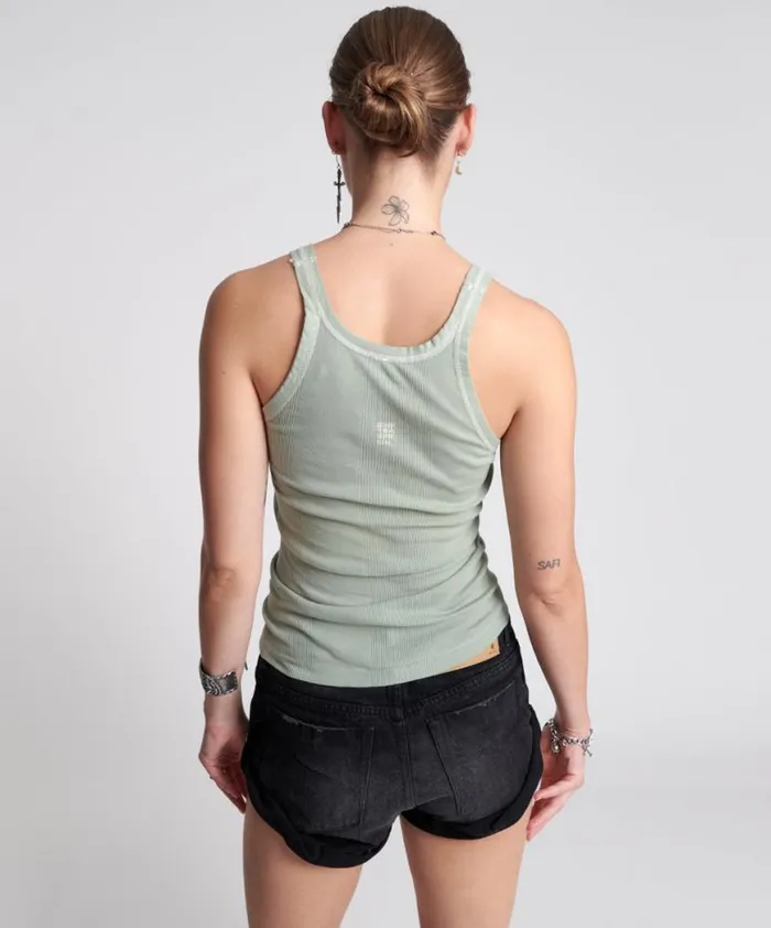 Women One Teaspoon Tees and Tanks WASHED KHAKI BOWER BIRD SINGLET Women One Teaspoon Tees and Tanks WASHED KHAKI BOWER BIRD SINGLET