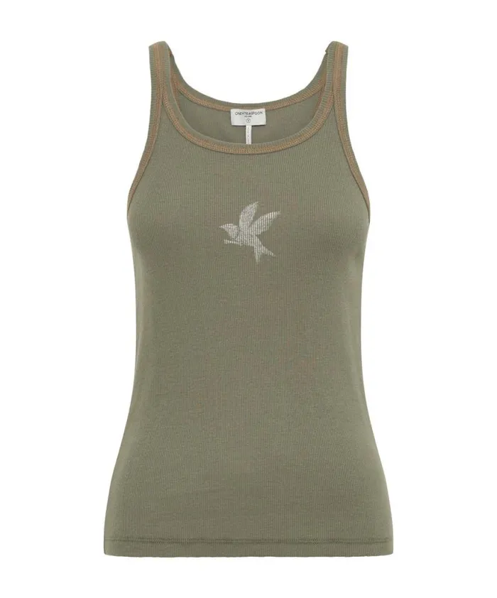 Women One Teaspoon Tees and Tanks WASHED KHAKI ONE TEASPOON RIB SINGLET Women One Teaspoon Tees and Tanks WASHED KHAKI ONE TEASPOON RIB SINGLET