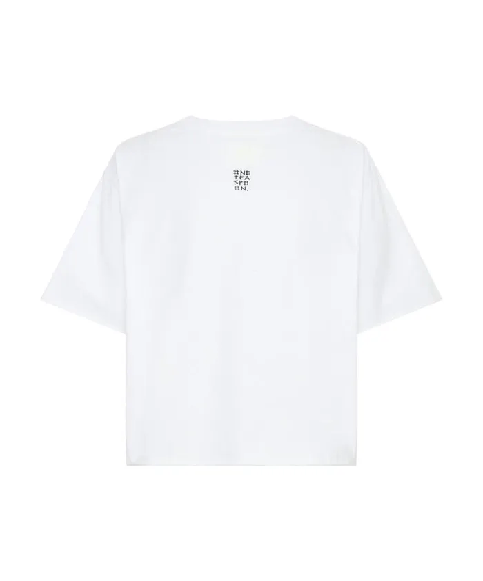 Women One Teaspoon Tees and Tanks WHITE CROPPED FUTURE TEE Women One Teaspoon Tees and Tanks WHITE CROPPED FUTURE TEE