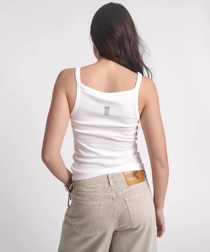 Women One Teaspoon Tees and Tanks WHITE ONE TEASPOON RIB SINGLET Women One Teaspoon Tees and Tanks WHITE ONE TEASPOON RIB SINGLET