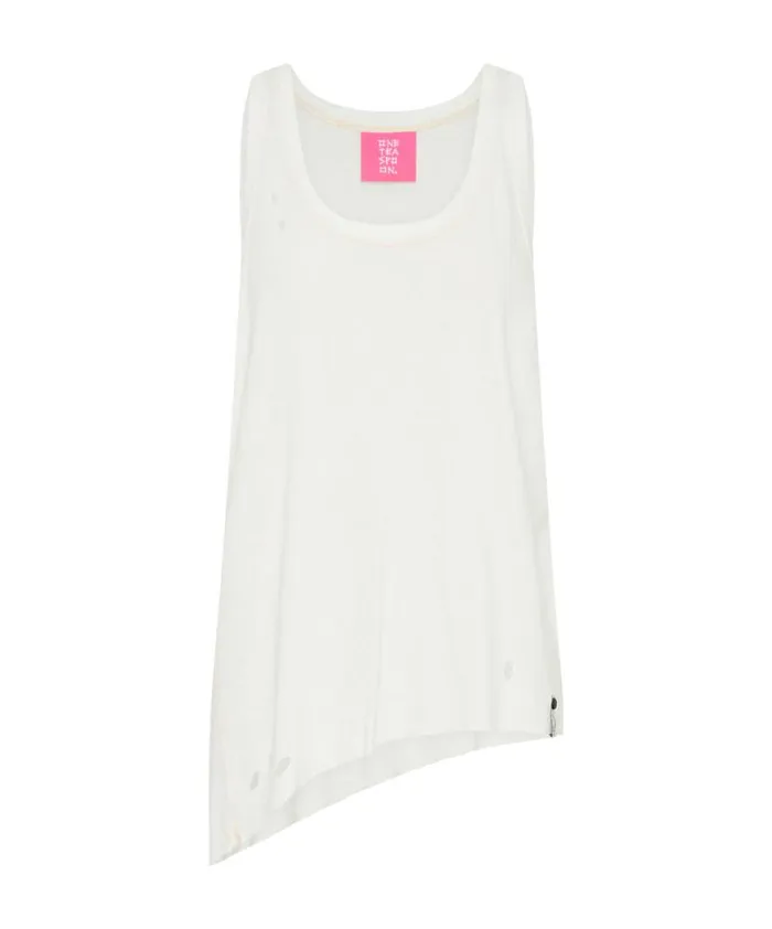 Women One Teaspoon Tees and Tanks WHITE RIBBED DISTRESSED DADDIO SINGLET Women One Teaspoon Tees and Tanks WHITE RIBBED DISTRESSED DADDIO SINGLET
