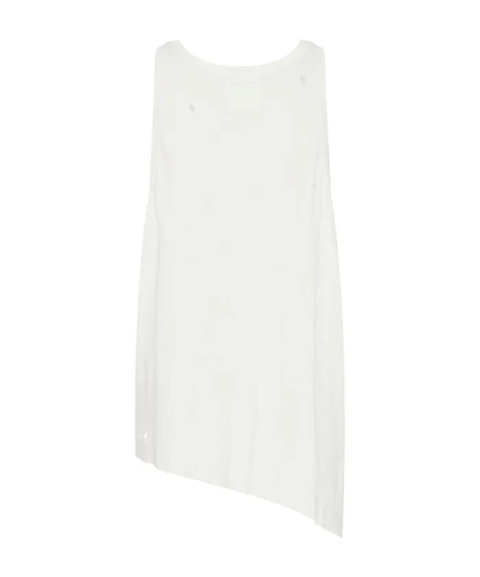 Women One Teaspoon Tees and Tanks WHITE RIBBED DISTRESSED DADDIO SINGLET Women One Teaspoon Tees and Tanks WHITE RIBBED DISTRESSED DADDIO SINGLET