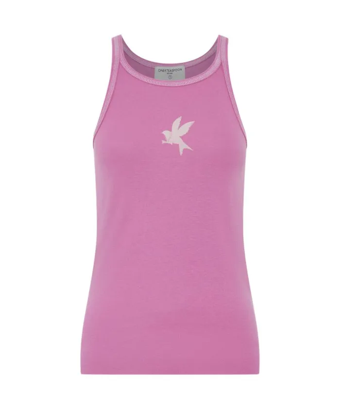 Women One Teaspoon Tees and Tanks WILD ORCHID ONE TEASPOON FINE RIB SINGLET Women One Teaspoon Tees and Tanks WILD ORCHID ONE TEASPOON FINE RIB SINGLET
