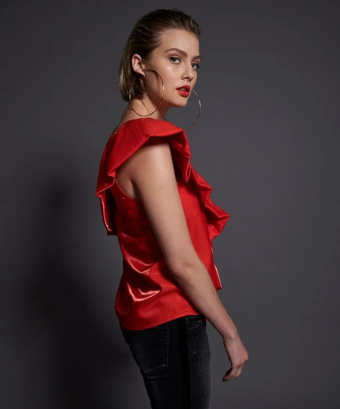 Women One Teaspoon Tops 80S RED ASHLEY TOP Women One Teaspoon Tops 80S RED ASHLEY TOP