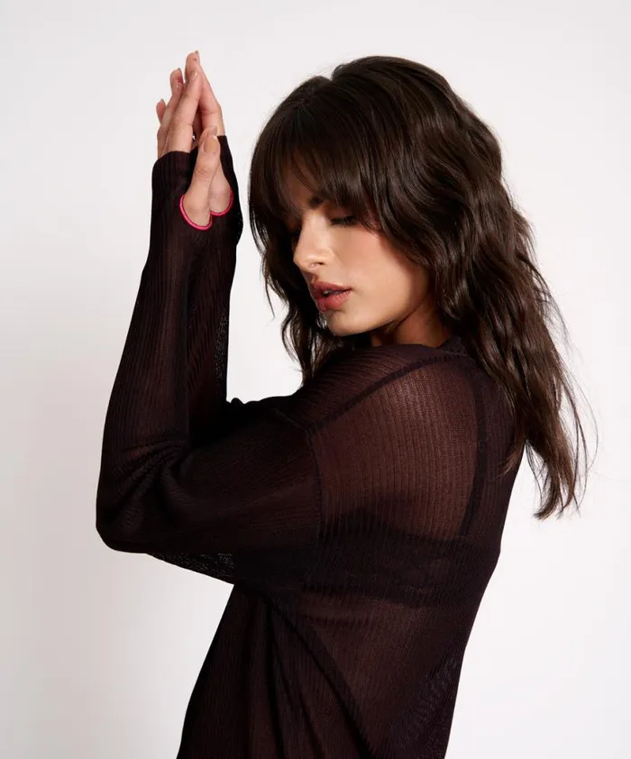 Women One Teaspoon Tops AMITY SHEER RIB KNIT TOP BLACK Women One Teaspoon Tops AMITY SHEER RIB KNIT TOP BLACK