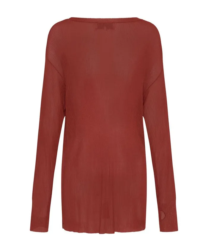 Women One Teaspoon Tops AMITY SHEER RIB KNIT TOP BROWN Women One Teaspoon Tops AMITY SHEER RIB KNIT TOP BROWN