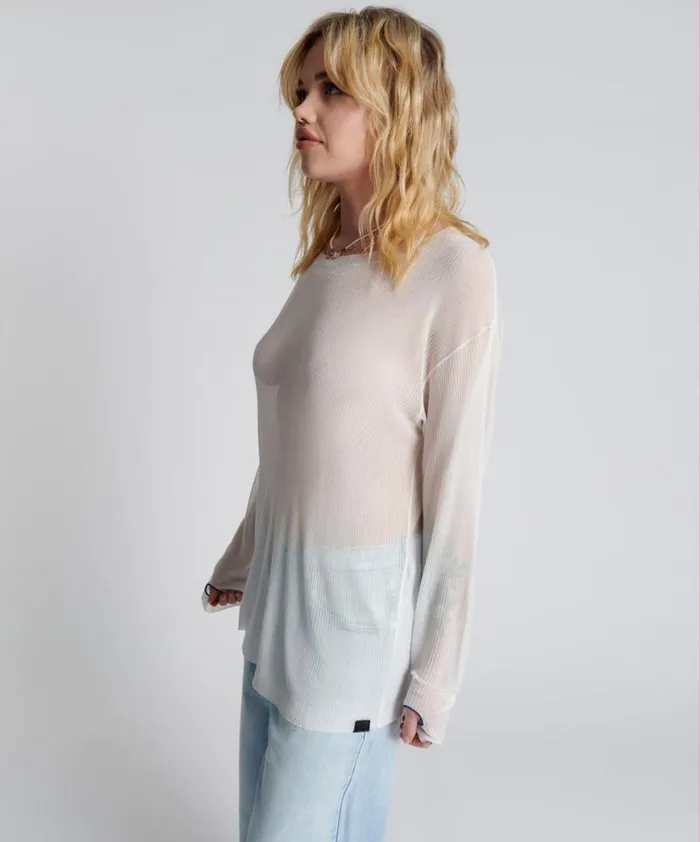 Women One Teaspoon Tops AMITY SHEER RIB KNIT TOP WHITE Women One Teaspoon Tops AMITY SHEER RIB KNIT TOP WHITE