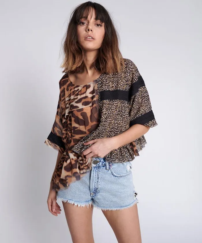 Women One Teaspoon Tops ANIMAL NIGHT DANCE TOP