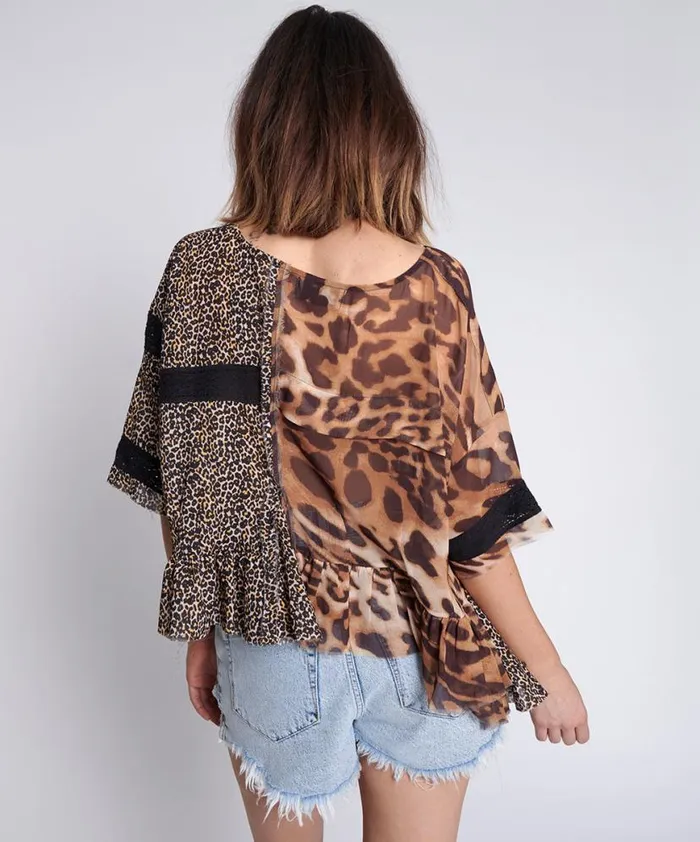 Women One Teaspoon Tops ANIMAL NIGHT DANCE TOP Women One Teaspoon Tops ANIMAL NIGHT DANCE TOP