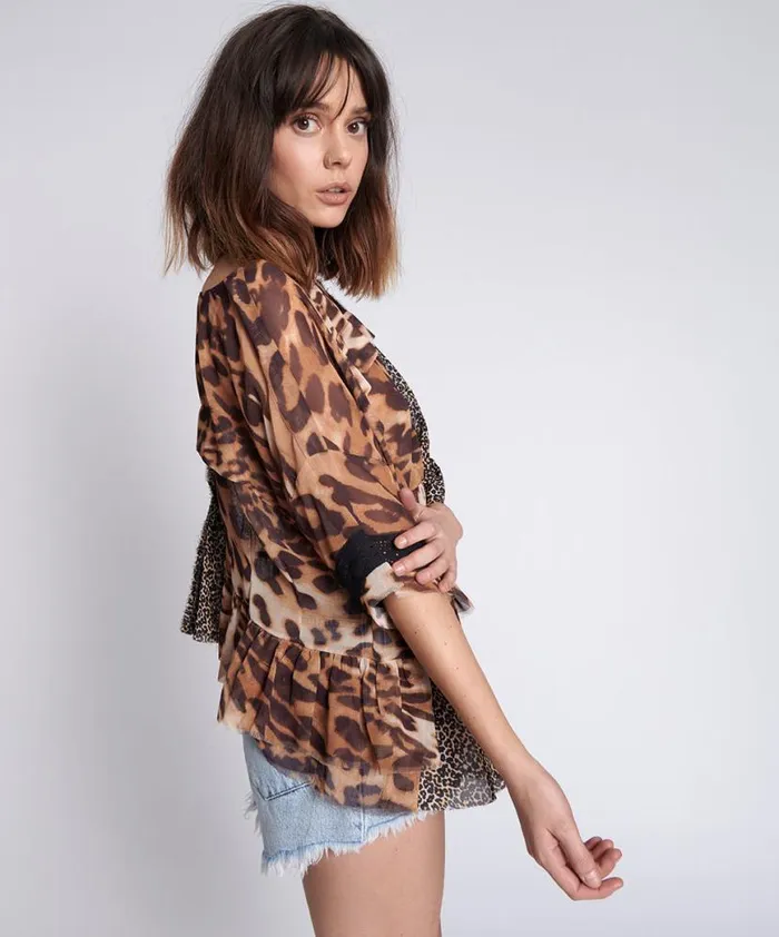 Women One Teaspoon Tops ANIMAL NIGHT DANCE TOP Women One Teaspoon Tops ANIMAL NIGHT DANCE TOP