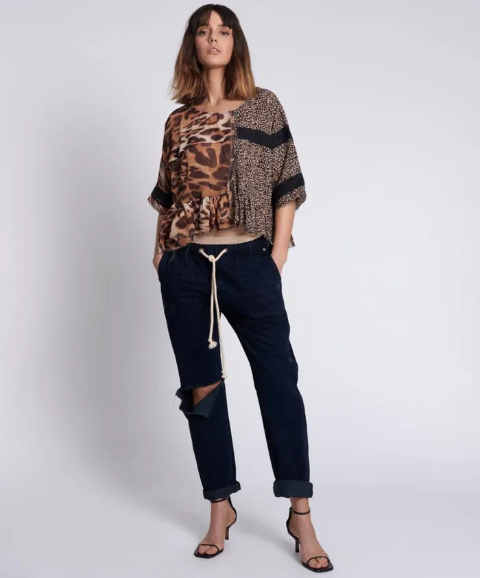 Women One Teaspoon Tops ANIMAL NIGHT DANCE TOP Women One Teaspoon Tops ANIMAL NIGHT DANCE TOP