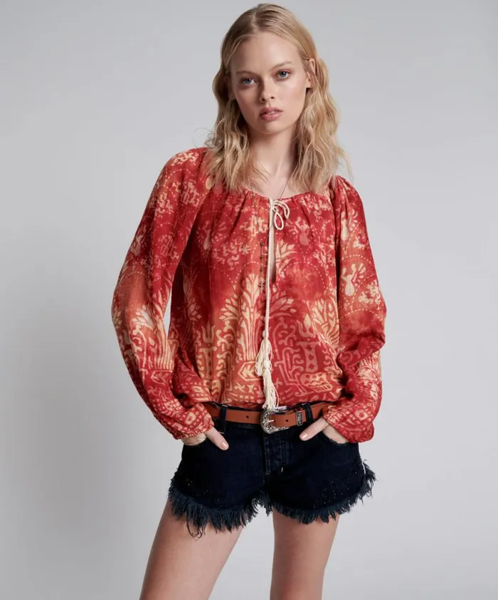 Women One Teaspoon Tops BABYLON GARDEN MINOAN TOP