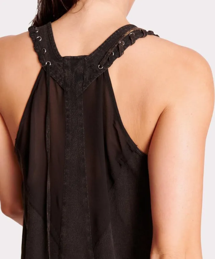 Women One Teaspoon Tops BLACK ACID LACE CHARLESTON TOP Women One Teaspoon Tops BLACK ACID LACE CHARLESTON TOP