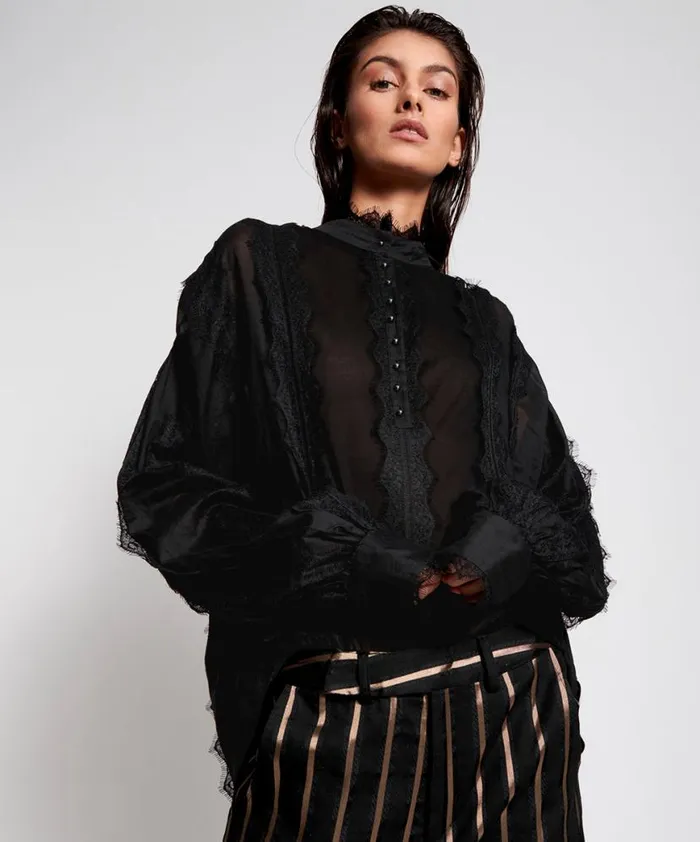 Women One Teaspoon Tops BLACK ETERNAL SPIRIT LACE TOP Women One Teaspoon Tops BLACK ETERNAL SPIRIT LACE TOP
