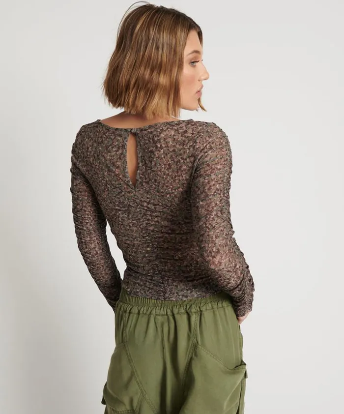 Women One Teaspoon Tops CAMO NIGHT FEVER LONGSLEEVE MESH TOP Women One Teaspoon Tops CAMO NIGHT FEVER LONGSLEEVE MESH TOP