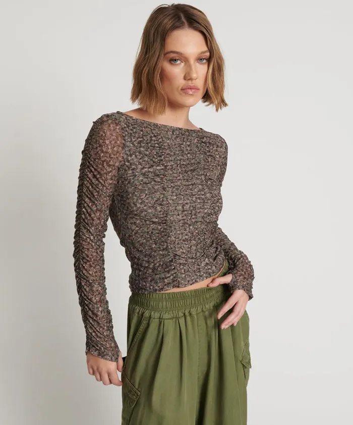 Women One Teaspoon Tops CAMO NIGHT FEVER LONGSLEEVE MESH TOP Women One Teaspoon Tops CAMO NIGHT FEVER LONGSLEEVE MESH TOP