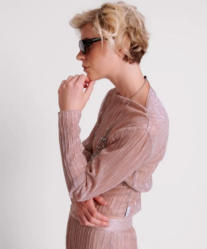 Women One Teaspoon Tops CELESTIAL ROSE PLISSE LONGSLEEVE TOP Women One Teaspoon Tops CELESTIAL ROSE PLISSE LONGSLEEVE TOP