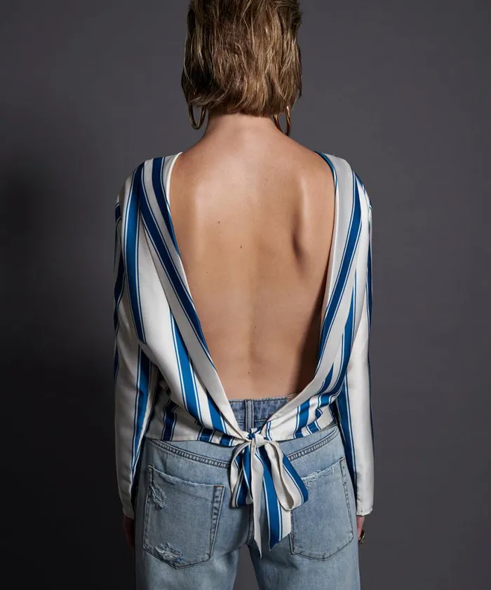 Women One Teaspoon Tops COCKTAIL STRIPE BACKLESS CHLOE TOP Women One Teaspoon Tops COCKTAIL STRIPE BACKLESS CHLOE TOP
