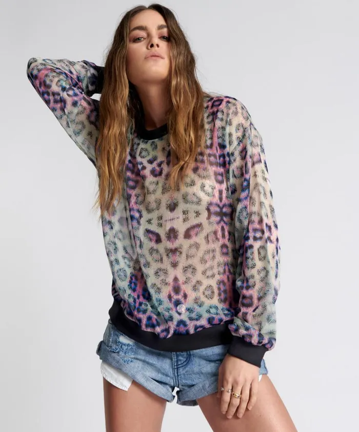 Women One Teaspoon Tops COLLISION CHIFFON LONGSLEEVE TOP