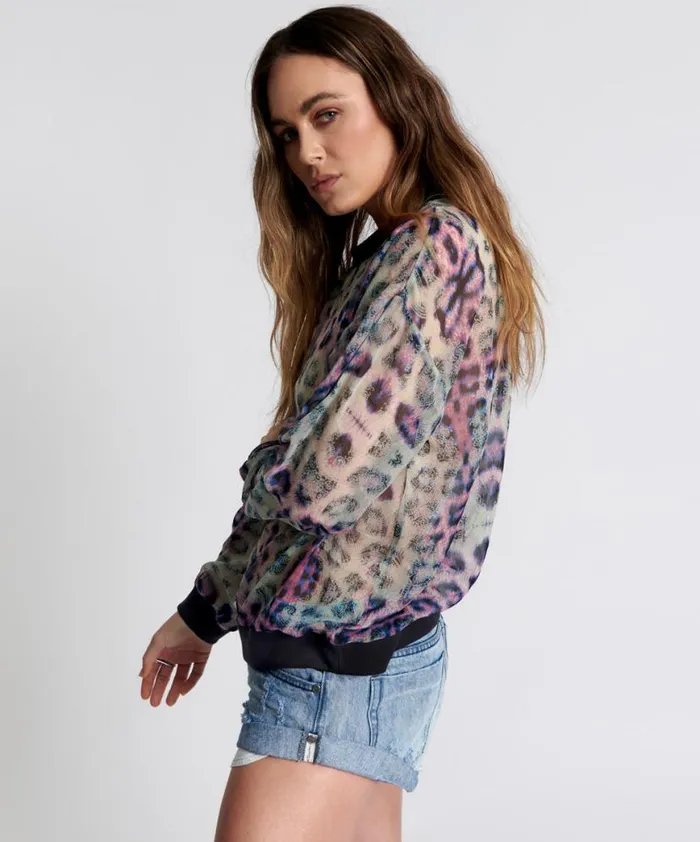 Women One Teaspoon Tops COLLISION CHIFFON LONGSLEEVE TOP Women One Teaspoon Tops COLLISION CHIFFON LONGSLEEVE TOP