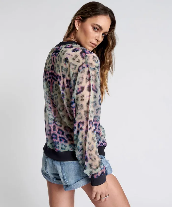 Women One Teaspoon Tops COLLISION CHIFFON LONGSLEEVE TOP Women One Teaspoon Tops COLLISION CHIFFON LONGSLEEVE TOP