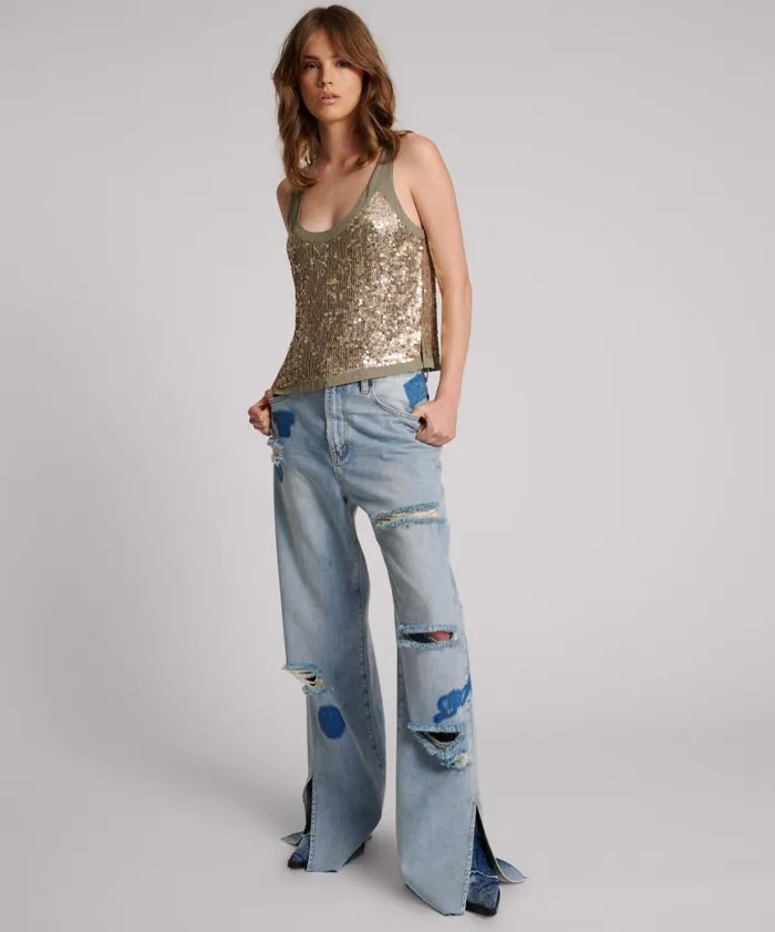 Women One Teaspoon Tops CROPPED HAND EMBELLISHED FRAME TOP Women One Teaspoon Tops CROPPED HAND EMBELLISHED FRAME TOP