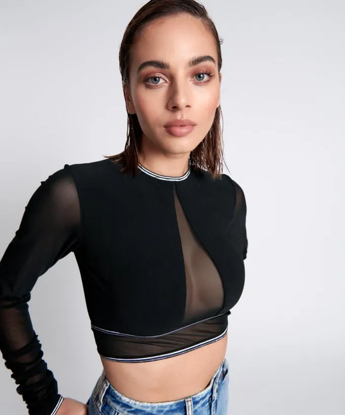 Women One Teaspoon Tops DOMINATOR MESH LONGSLEEVE TOP